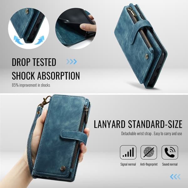 CASEME Google Pixel 10 Pro/10 Konstläder Plånboksfodral Zipper C30 - Blå Blå
