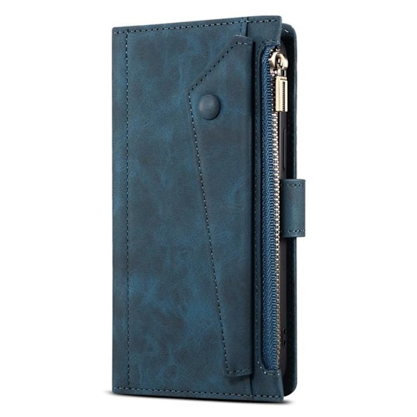 iPhone 14 Plus Plånboksfodral Flap Zipper Strap - Blå