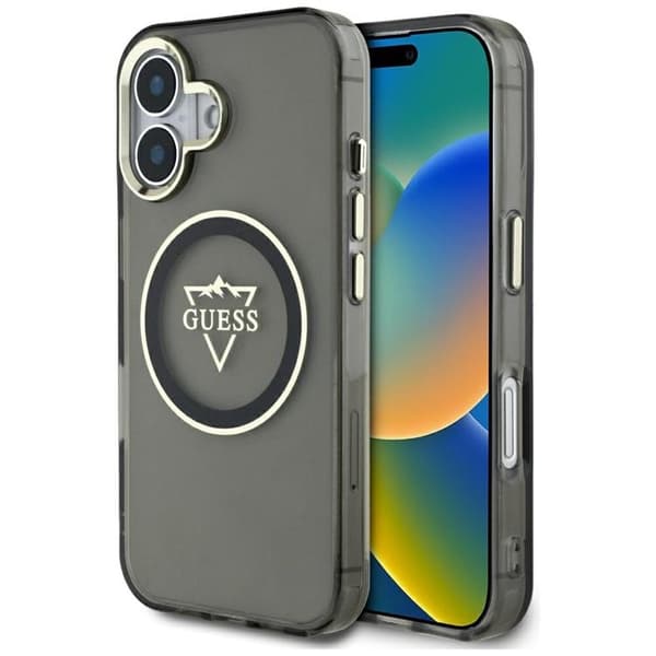 Guess Telefontaske til iPhone 16 MagSafe IML Mountain Logo - Sort Black
