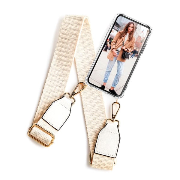Boom iPhone 12 Pro Max etui med mobil halskæde - Bælte Hvid Belt White