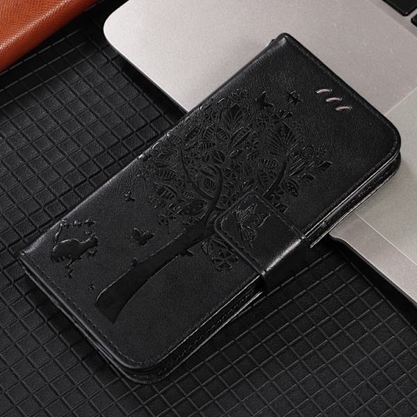 OnePlus 15 5G Plånboksfodral Cat Tree Pattern Konstläder Svart