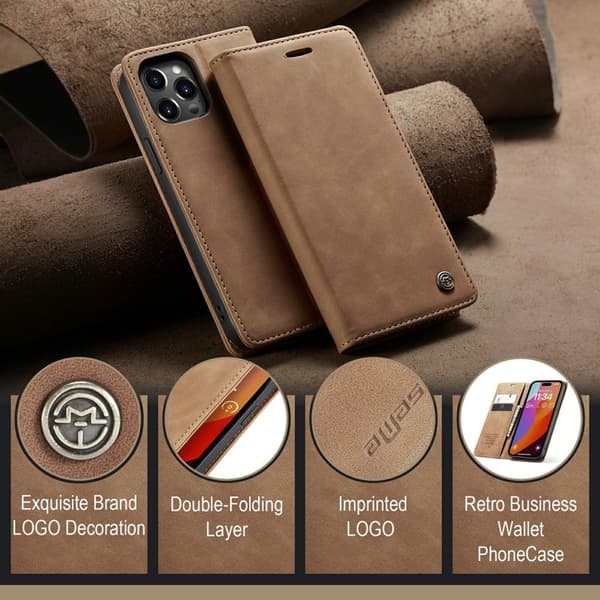 CASEME 013 Series Mobilskal till iPhone 16 Pro Max KortLäder Brun