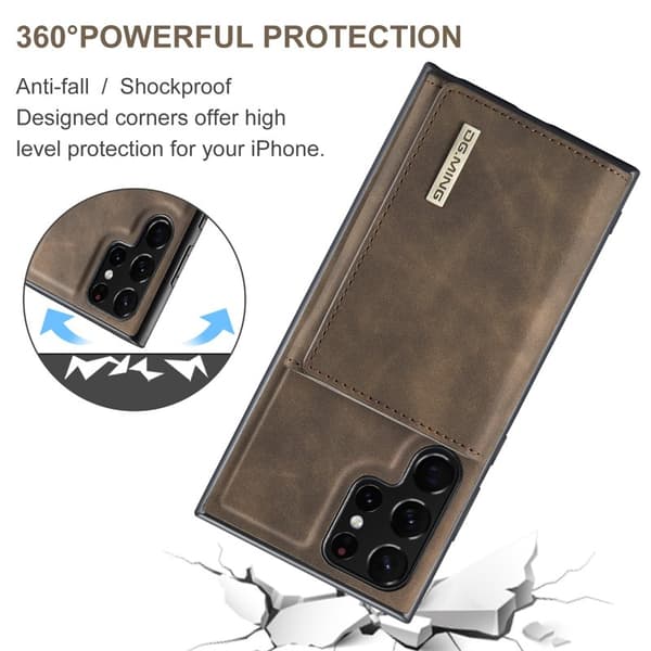 DG.MING 2-in-1 Plånboksfodral Samsung Galaxy S22 Ultra - Brun