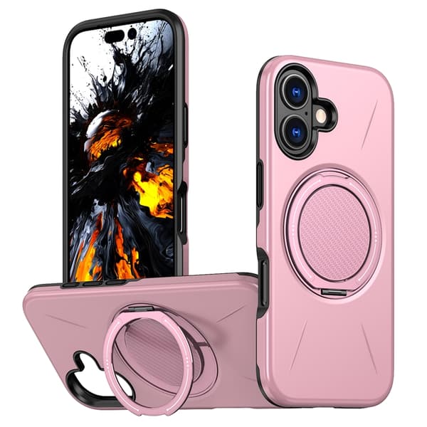 Mobilskal till iPhone 16 Plus MagSafe Rotating Kickstand TPU + PC Rosa