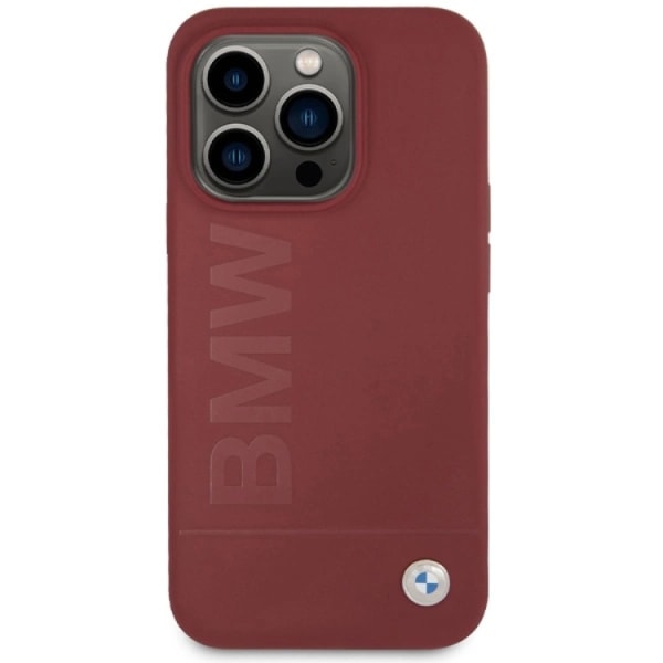 BMW iPhone 15 Pro Cover Magsafe Silikon Big Logo - Rød