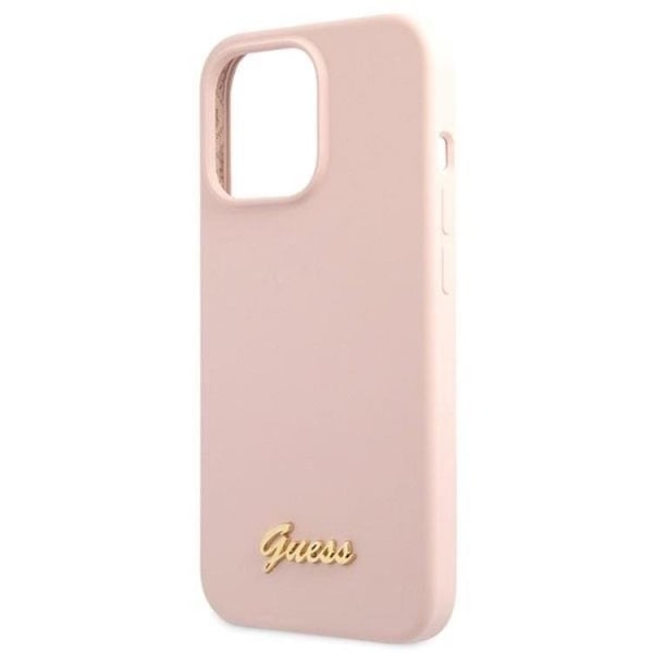 Guess iPhone 13 Pro Max Mobilskal Silicone Script Gold Logo - Ljusrosa