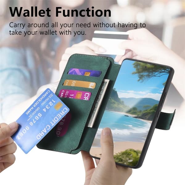 CASENEO För Nothing Phone (3a) Magnetiskt Plånboksfodral Konstläder - Grön