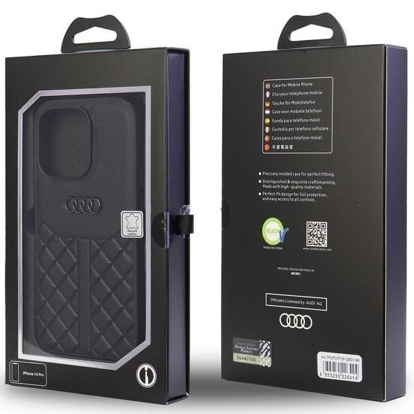 Audi iPhone 13/13 Pro -puhelinkotelo, aitoa nahkaa - musta Black