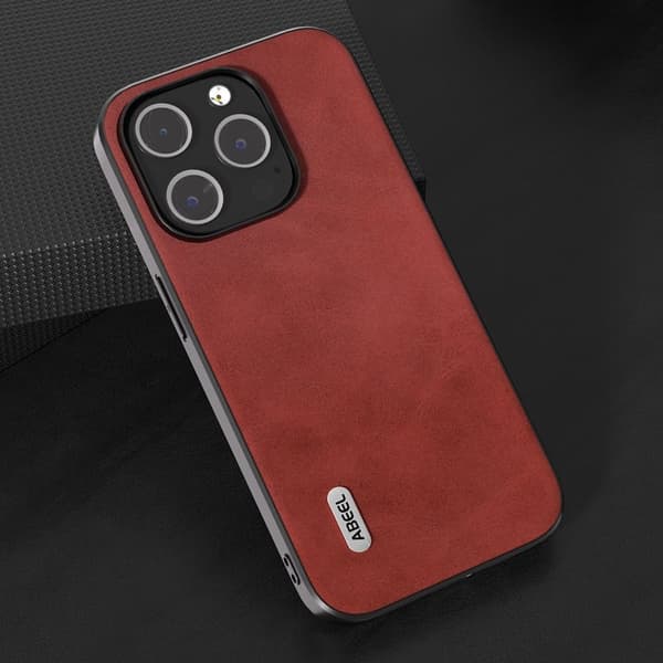 ABEEL Mobilskal till iPhone 15 Pro Max Läder Coated TPU - Röd