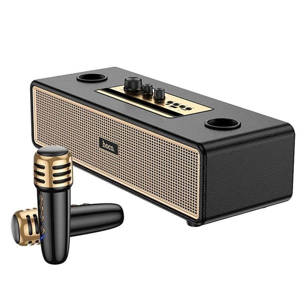 Hoco Högtalare Bluetooth + 2 x Trådlösa Mikrofoner BS63 - Svart Svart