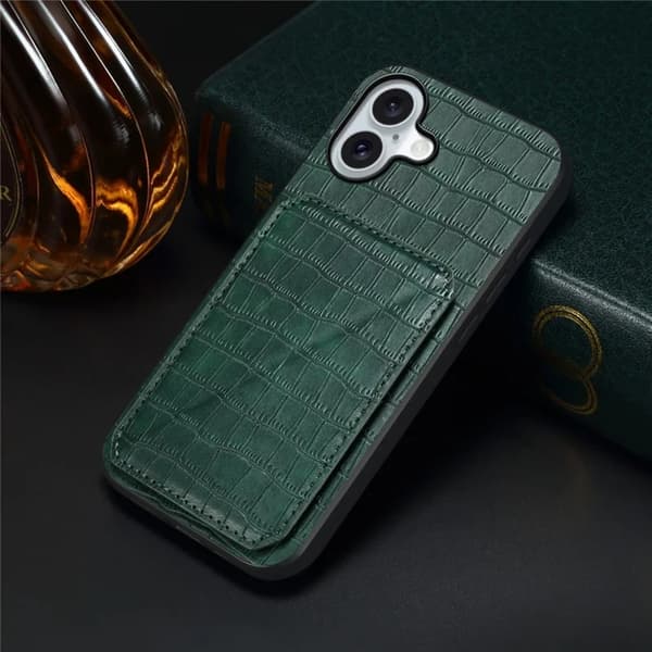 Mobilskal till iPhone 17 Korthållare Crocodile Textured - Grön Grön