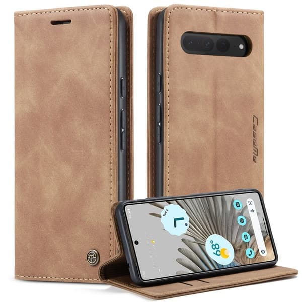 CASEME 013 Series Google Pixel 7 Pro Plånboksfodral Konstläder Brun