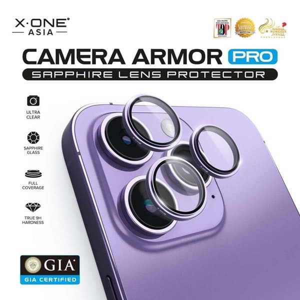 X-One iPhone 15 Pro Max/15 Pro Kameralinsskydd Härdat glas Armor Pro Svart