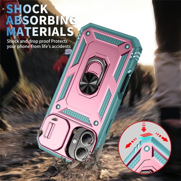 Mobilskal till iPhone 17 Slide Camshield Kickstand - Rosa/Grön Rosa
