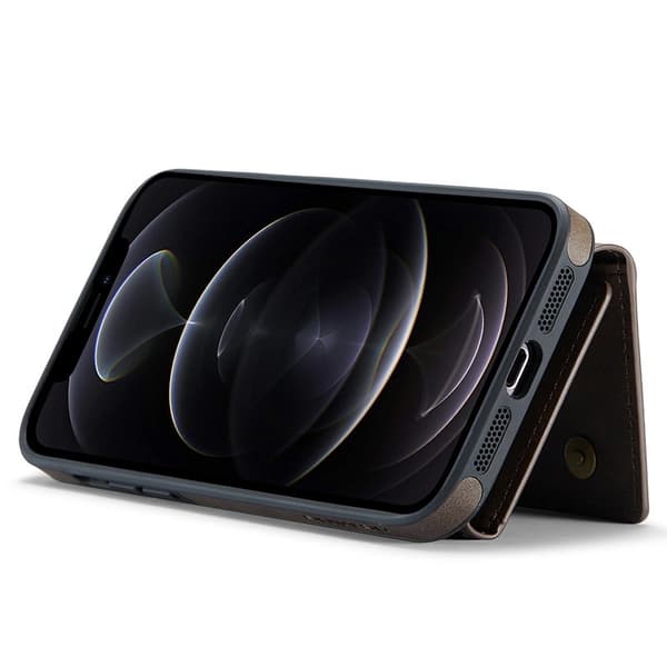 DG.MING M5 Series Mobilskal till iPhone 12 Pro Max Wallet - Brun