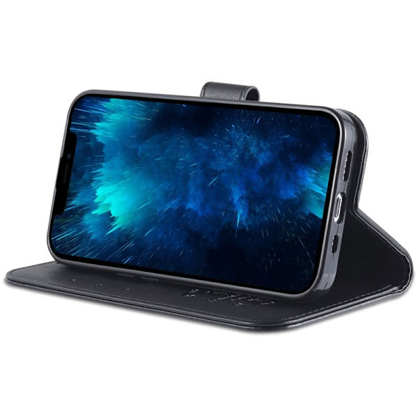 AZNS iPhone 15 Pro Max Plånboksfodral Konstläder - Svart