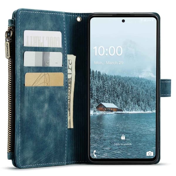 CASEME C30 Plånboksfodral för Samsung Galaxy A33 5G - Blå Konstläder