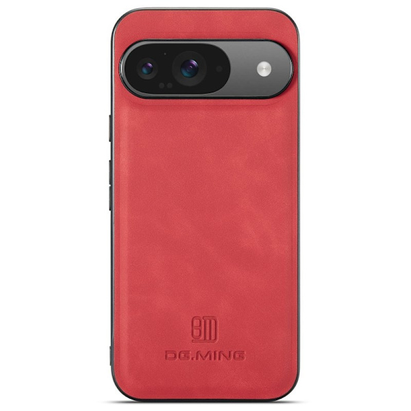 DG.MING Mobilskal till Google Pixel 9 Pro PU Läder Hybrid Röd
