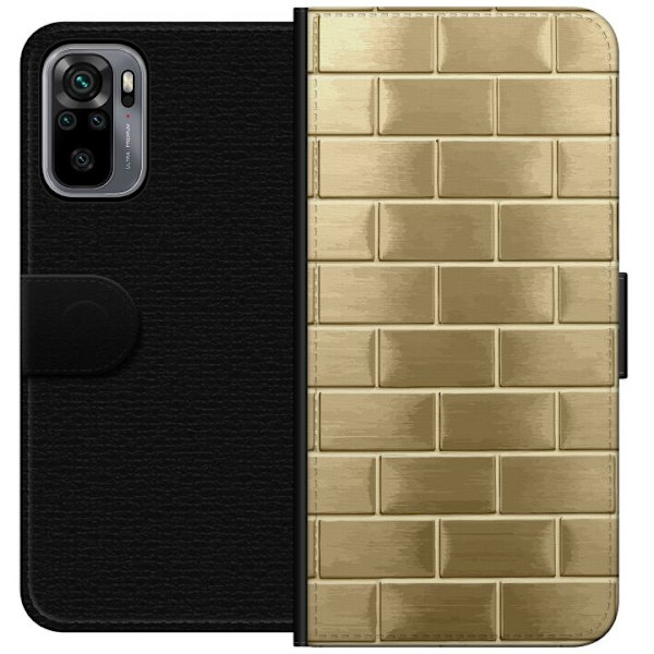 Plånboksfodral till Xiaomi Redmi Note 10S med Gyllene Murstenar