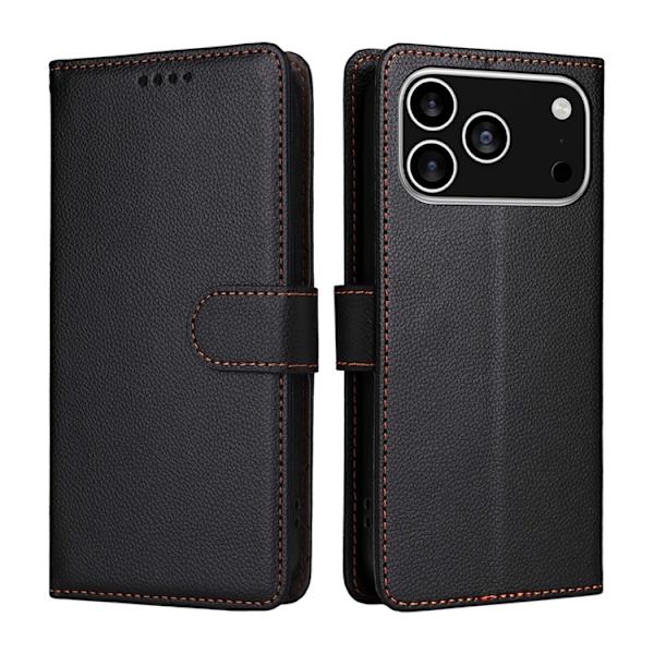 iPhone 17 Pro Plånboksfodral RFID Blocking med Handledsrem Svart