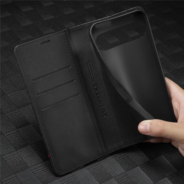 Lc.imeeke Google Pixel 10 Pro XL Plånboksfodral Carbon Fiber Svart