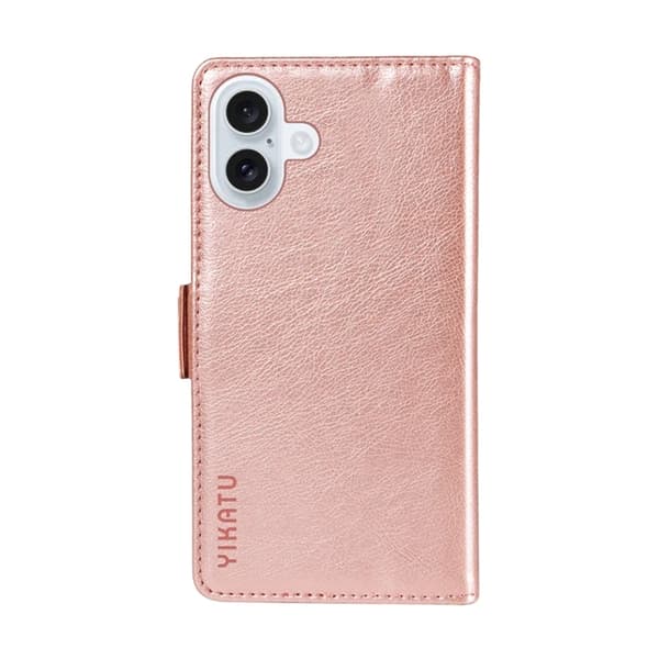YIKATU iPhone 17 Konstläder Plånboksfodral Litchi Texture - Roséguld Roséguld