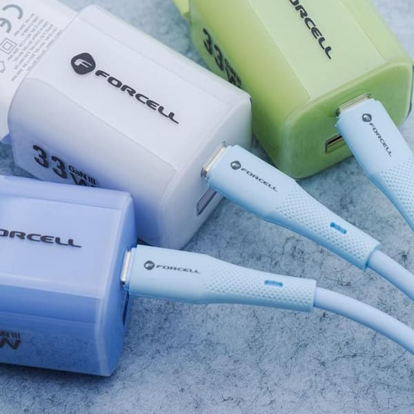 FORCELL USB-A till USB-C 66W Kabel 3A 1m QC4.0 Silikon C342 - Blå