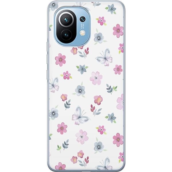 Taske til Xiaomi Mi 11 med blomster og sommerfugle