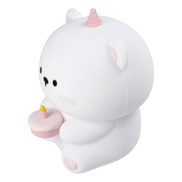 LED Nattlampa Tryck Birthday Teddy Bear Art Deco - Vit Vit