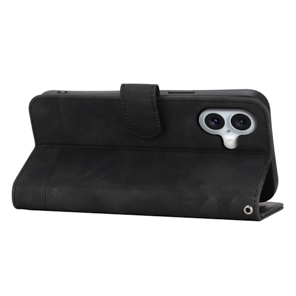 DIERFENG DF-03 iPhone 16 Plånboksfodral Anti-Drop Konstläder - Svart