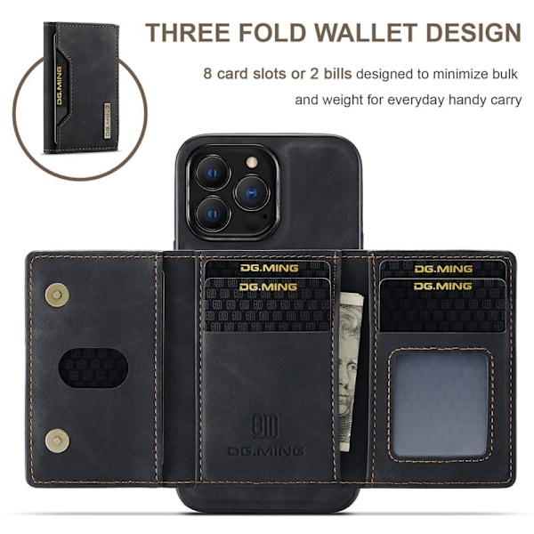DG.MING M2 Series iPhone 16 Pro Plånboksfodral - Svart