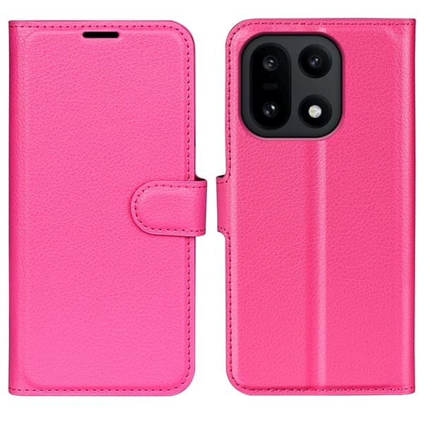 OnePlus 15 5G Plånboksfodral Litchi Shockproof Konstläder Röd