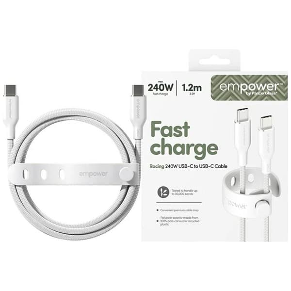 Empower by PanzerGlass USB-C til USB-C 240W kabel 1.2m Racing Silver