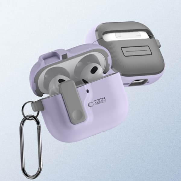 Tech-Protect Airpods 4-etui Slim Hook - Lavendel Lila
