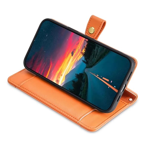 Galaxy A56 5G Konstläder Plånboksfodral med 2 Rem - Orange Orange