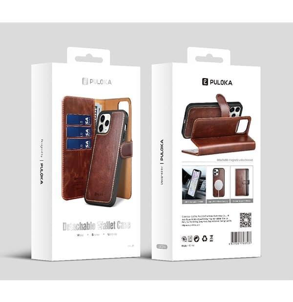 Puloka iPhone 14 Pro Max Plånboksfodral Magsafe 2in1 - Lila Lila