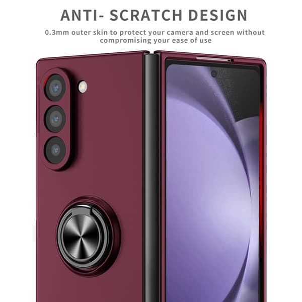 Mobilskal till Galaxy Z Fold7 5G Rotatable Ring Kickstand - Vinröd Vinröd
