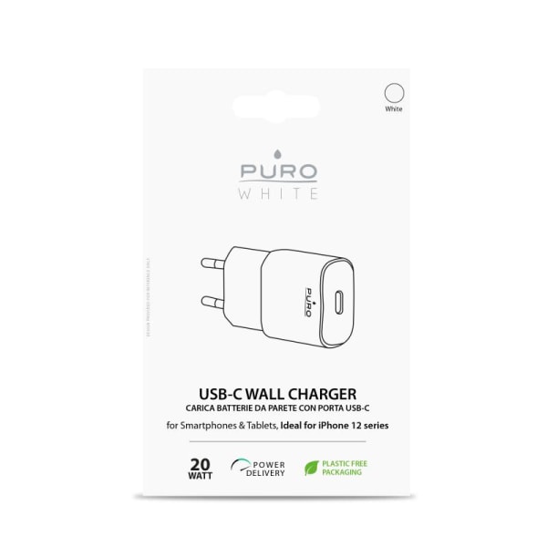 Puro Wall Wall Charger Mini 1 USB-C 20W - Hvid White f70d | White | 70 |  Fyndiq