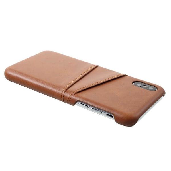 Retro Mobilskal med Kortplatser till iPhone X/Xs - Brun Brun