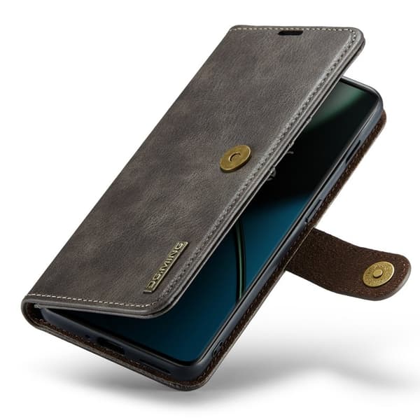 DG.MING OnePlus 11 5G Äkta Läder Plånboksfodral Detachable Magnetisk Grå