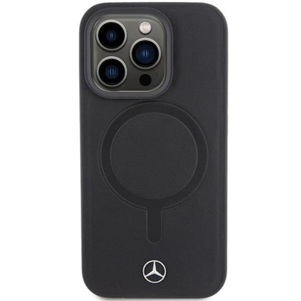 Mercedes iPhone 15 Pro Max Mobilskal Magsafe Smooth Läder - Svart Svart