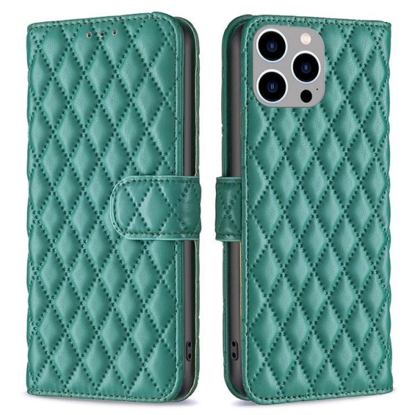 BINFEN iPhone 14 Pro Max Wallet Case Rhombus - vihreä