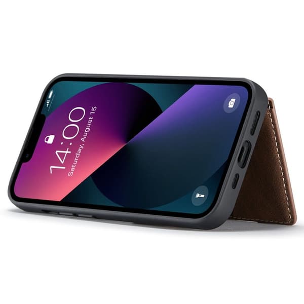 JEEHOOD Mobilskal till iPhone 14 2-i-1 Konstläder TPU med - Brun