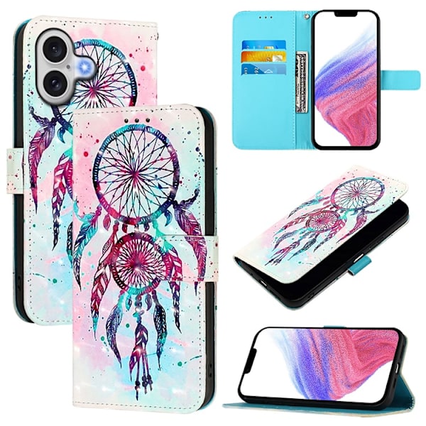 iPhone 17 Plånboksfodral Printing Pattern Med Strap Flerfärgad