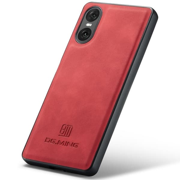 DG.MING Mobilskal till Sony Xperia 10 VI PU Läder + PC + TPU Röd