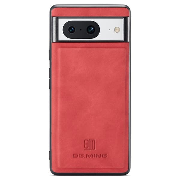 DG.MING Mobilskal till Google Pixel 8 PU Läder Coated PC+TPU Röd