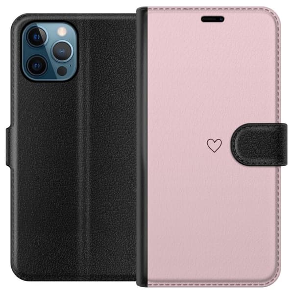 Lompakkokotelo Apple iPhone 12 Pro -puhelimelle, jossa pieni sydän