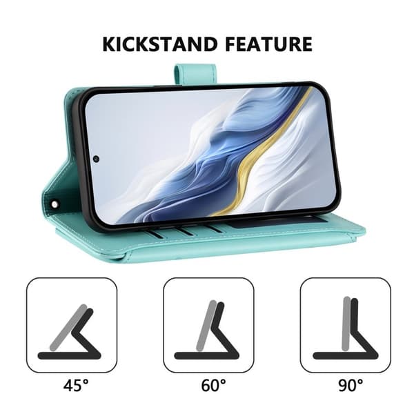 Samsung Galaxy A57 Plånboksfodral Konstläder Blommönster - Mintgrön