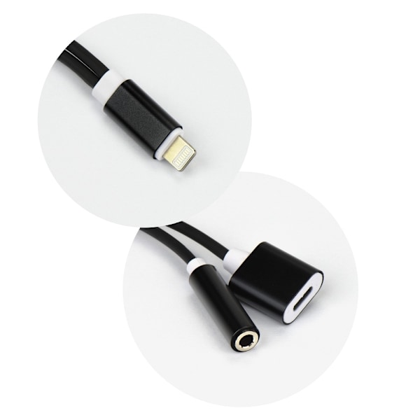 Adapter HF/audio till Lightning Jack 3.5mm - Svart Svart