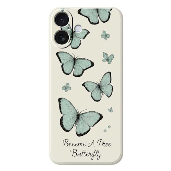 Mobilskal till iPhone 17 Grön Butterfly Pattern TPU - Beige Beige